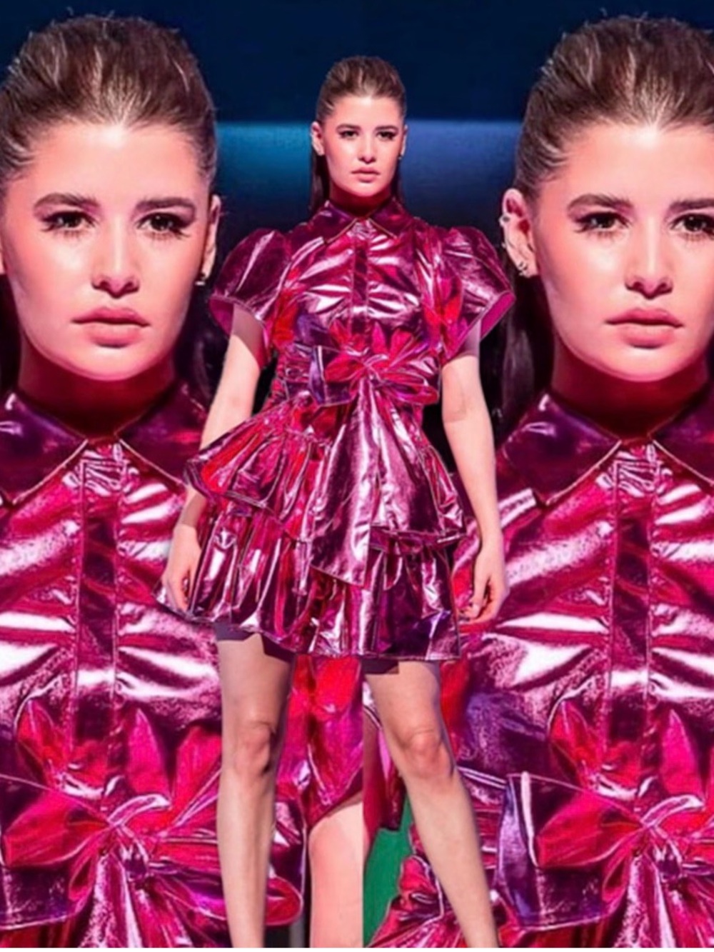 MADELEINE SIMON STUDIO Dragon Fire Metallic Mini Dress Pink